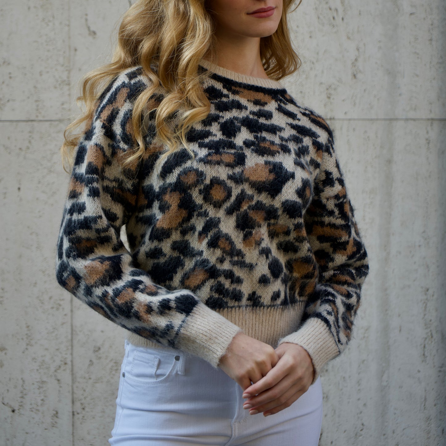 Leopard Print Fuzzy Sweater Top