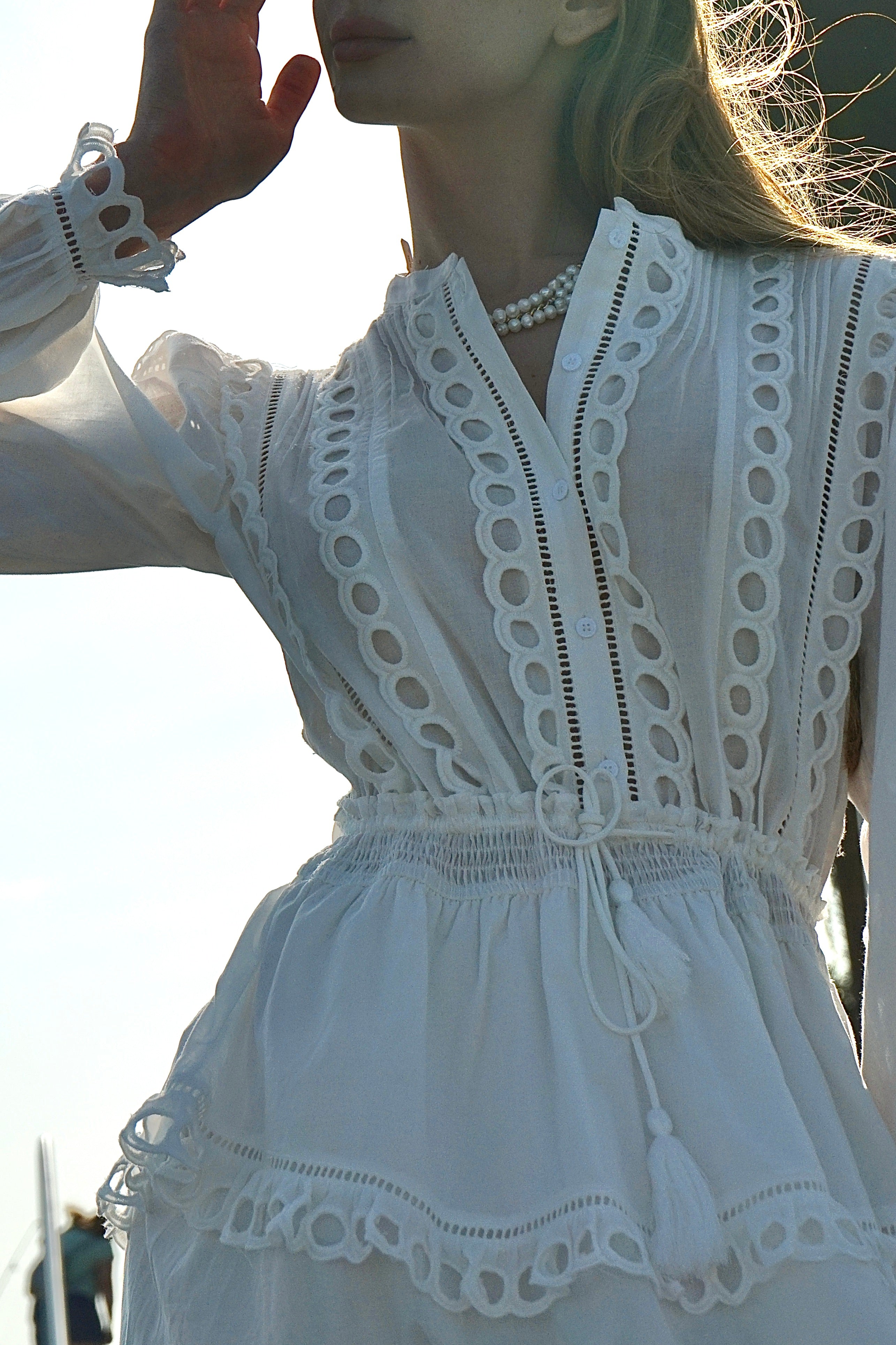 Eyelet mini dress