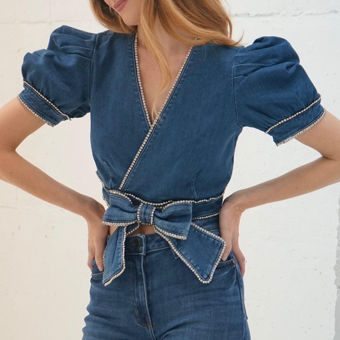 Denim Bow Tie Top