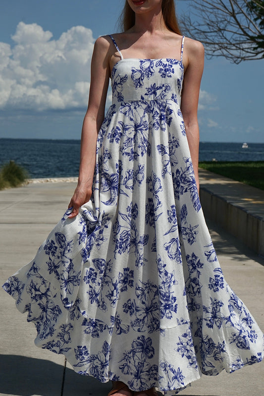 Italian Linen Floral Dress