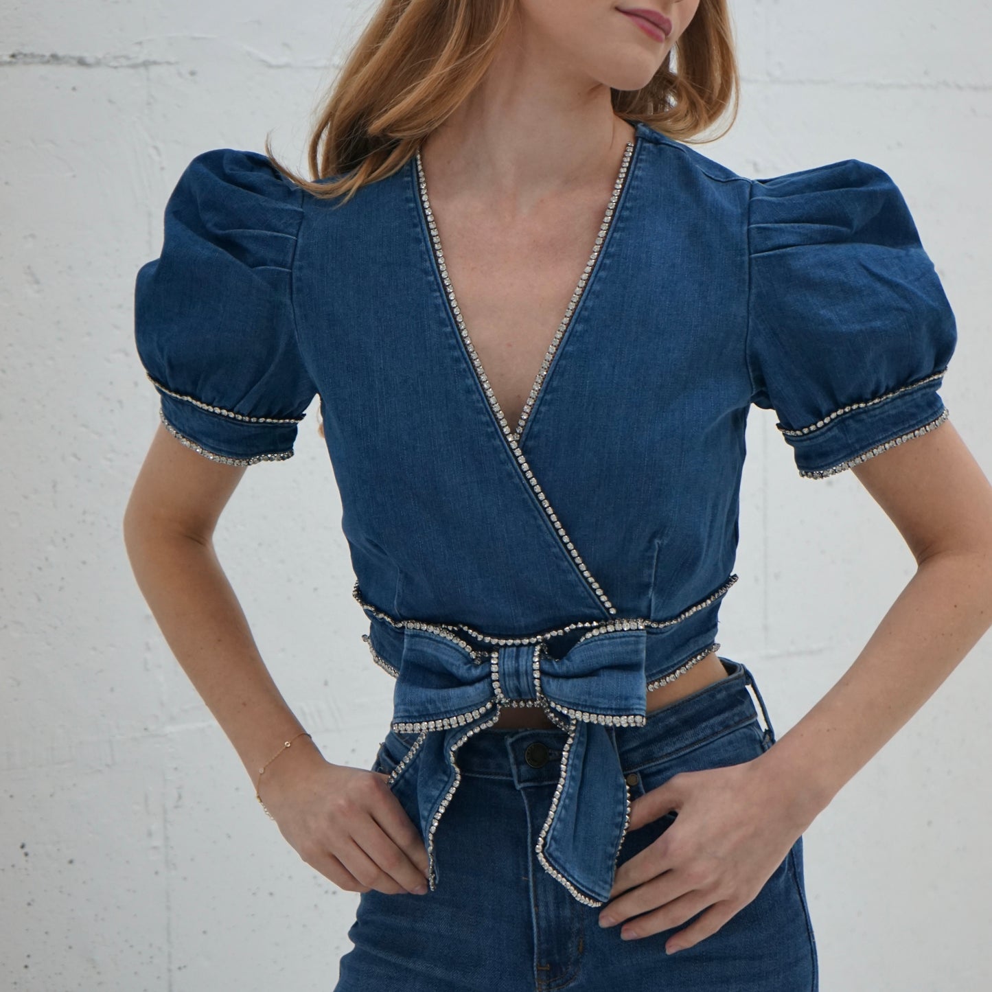 Denim Bow Tie Top