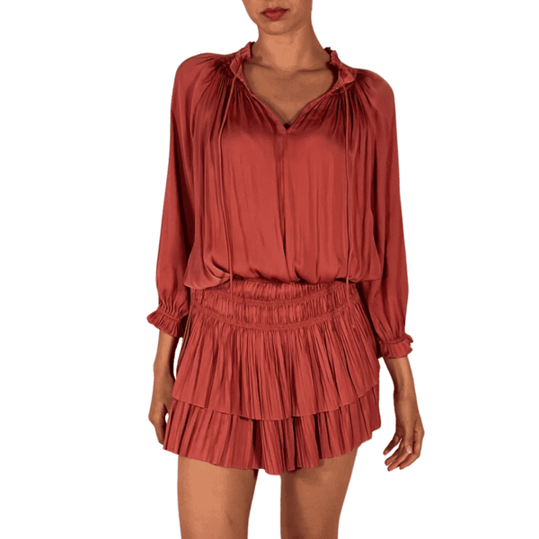 Clio Pleated 3QSLV Mini Dress Pookie and Sebastian