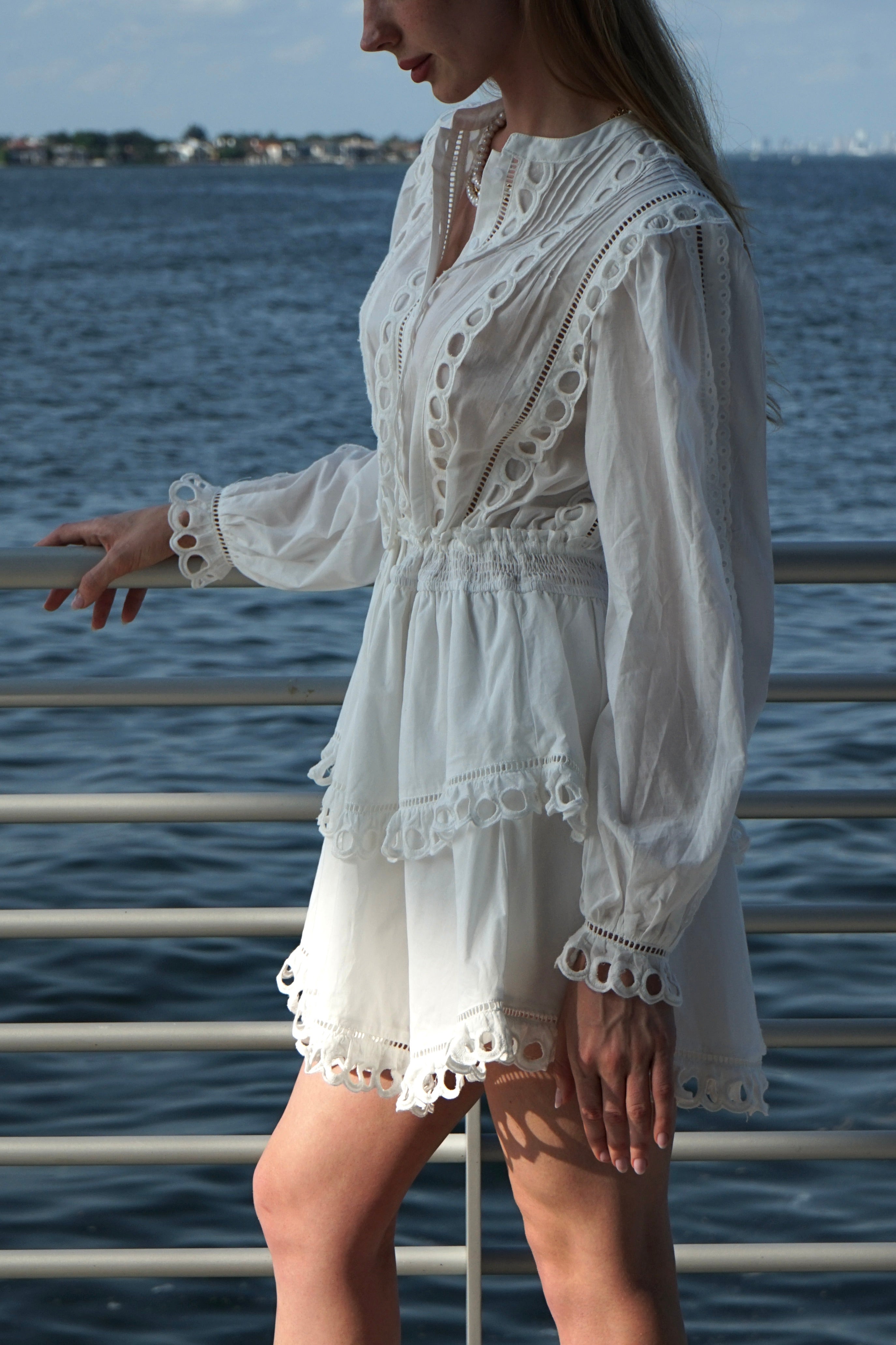 Eyelet mini dress
