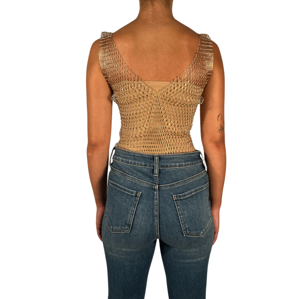 Diamond Mesh Double V-Neck Top Pookie and Sebastian