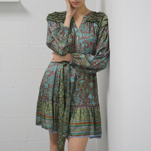 Ulla Silk Floral Print Mini Dress pookie and sebastian