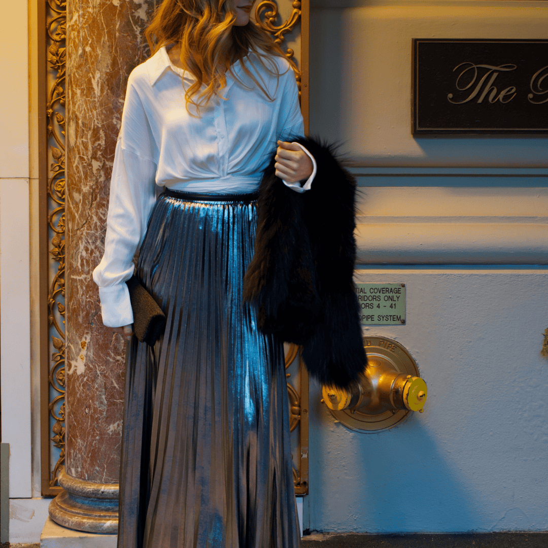 Ec metallic pleated skirt