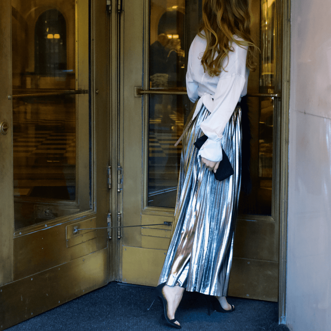 Ec metallic pleated skirt