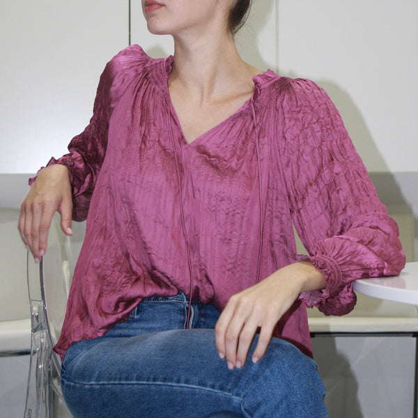 Ava Wrinkled Long Sleeve Blouse Pookie and Sebastian