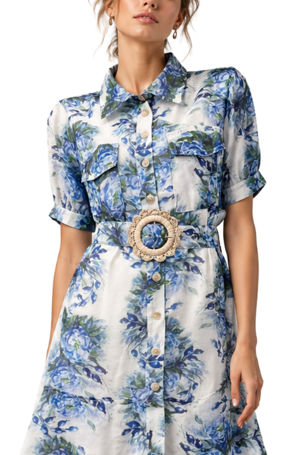 The Miriam Bouquet With Belt Dress