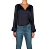 Jimena Split Tie Neck Long Sleeve Blouse Pookie and Sebastian