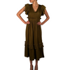 Juliet Ruffled Satin V-neck Midi Dress pookie and sebastian