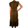 Juliet Ruffled Satin V-neck Midi Dress pookie and sebastian