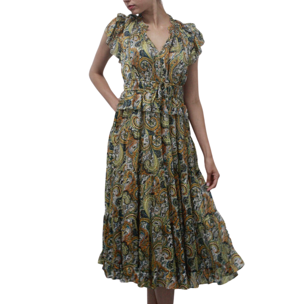 LISA PRINTED PAISLEY MIDI DRESS pookie and sebastian