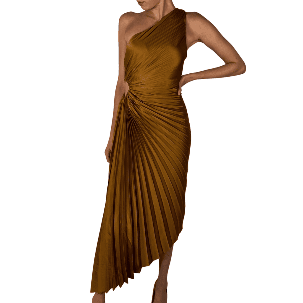 One Shoulder Pleated Maxi Dress pookie and sebastian