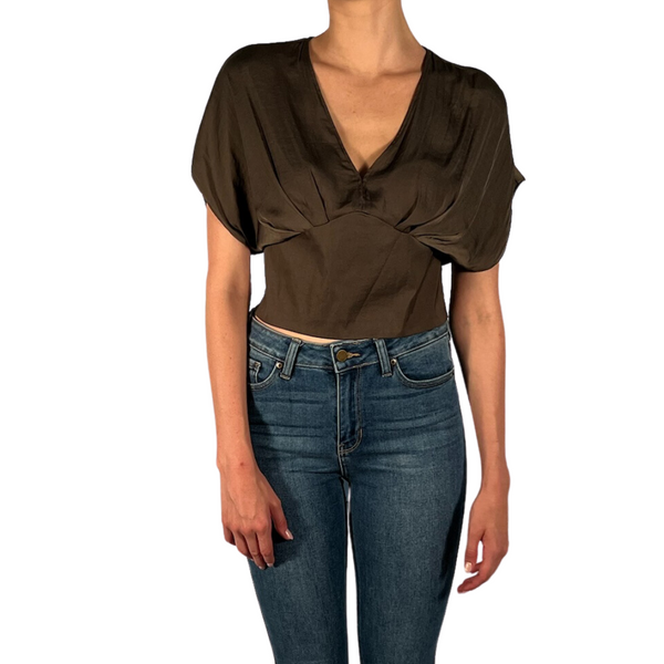 Satin Cropped Blouse with pleat details Pookie and Sebastian