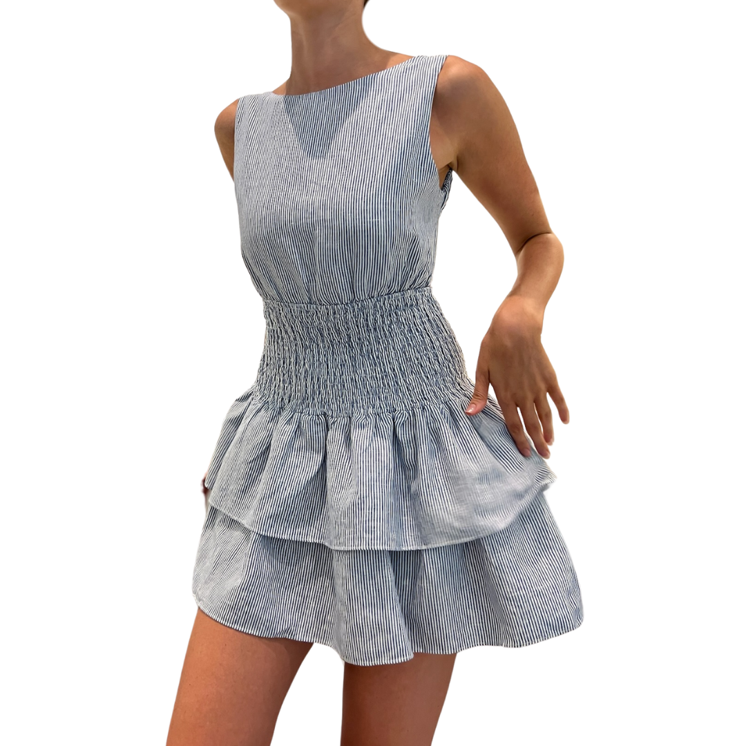 Tania Linen Stripe Dress Pookie and Sebastian