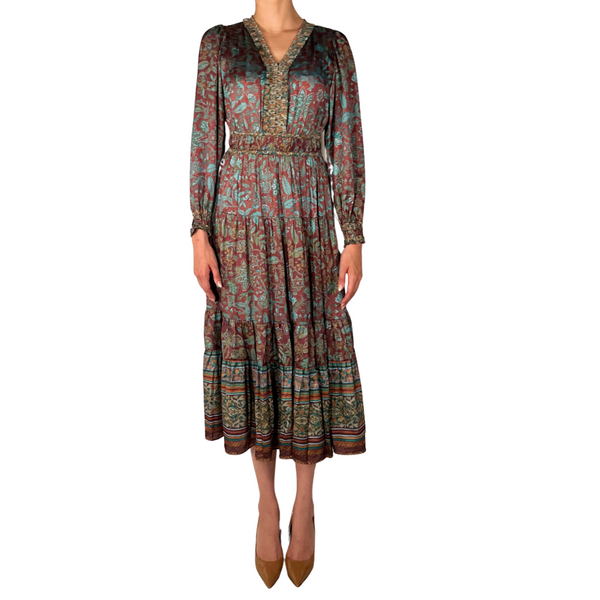 Ulla Silk Floral Print Long Dress. Pookie and Sebastian