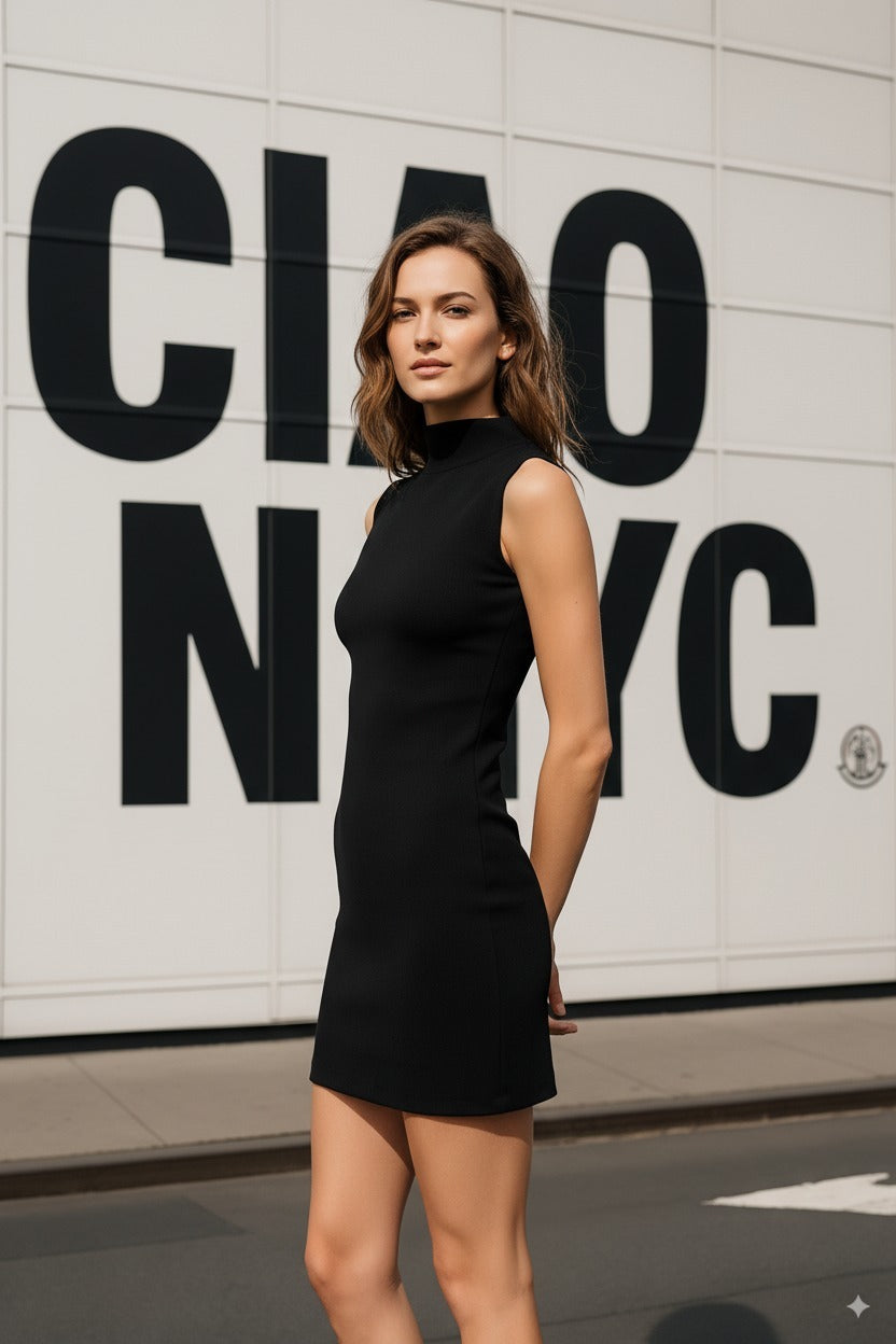 Fitted Short-Sleeve Mini Dress