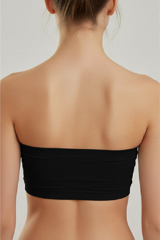 Necessary Cupped Bandeau in black, back view of the strapless band