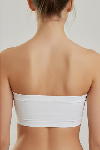 Necessary Cupped Bandeau in white, back view of the strapless band