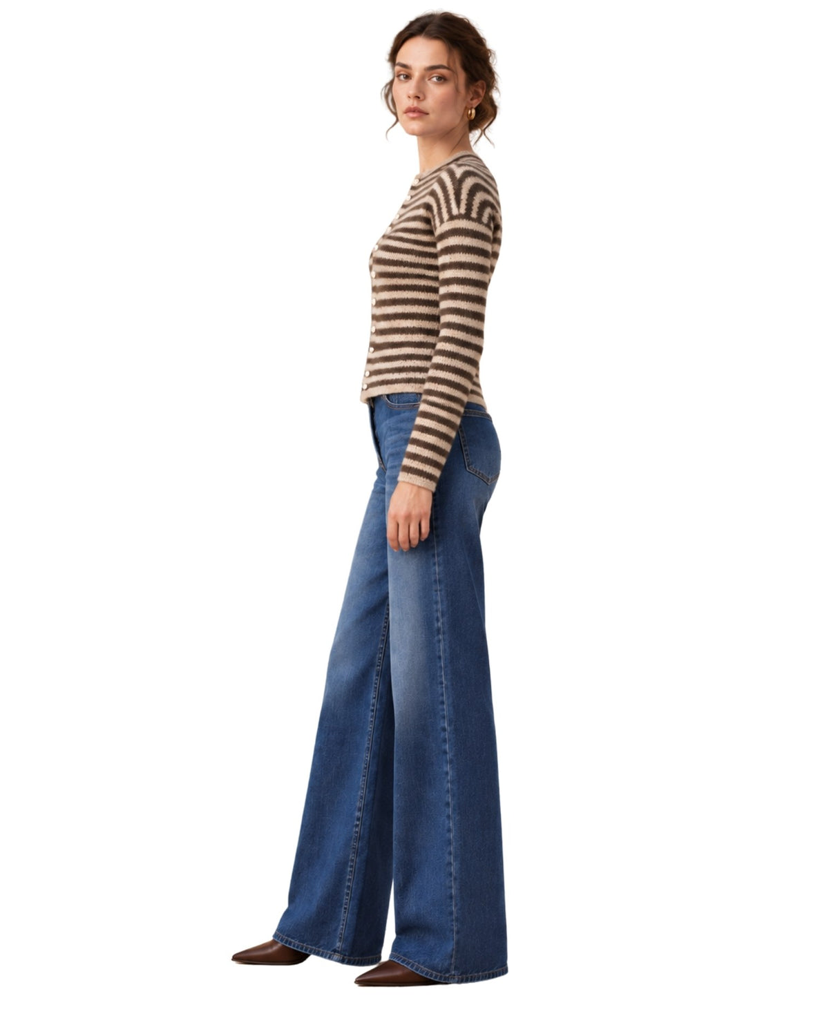The Astrid Striped Knit Cardigan - Olive