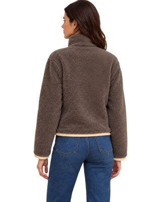 The Lettie High Neck Zipper Jacket – back view on model