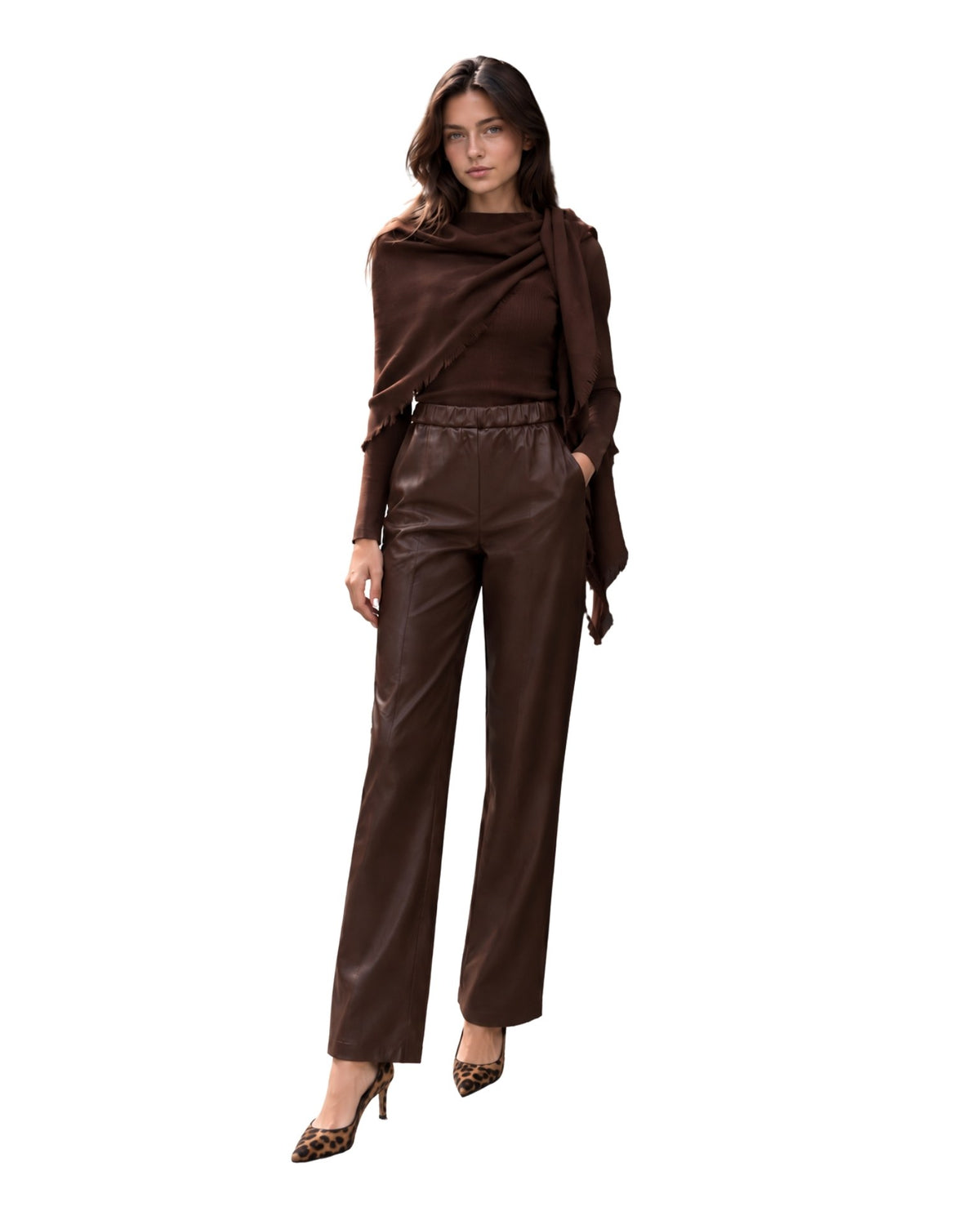 The Rafa Brown Two Piece Scarf Sweater Top