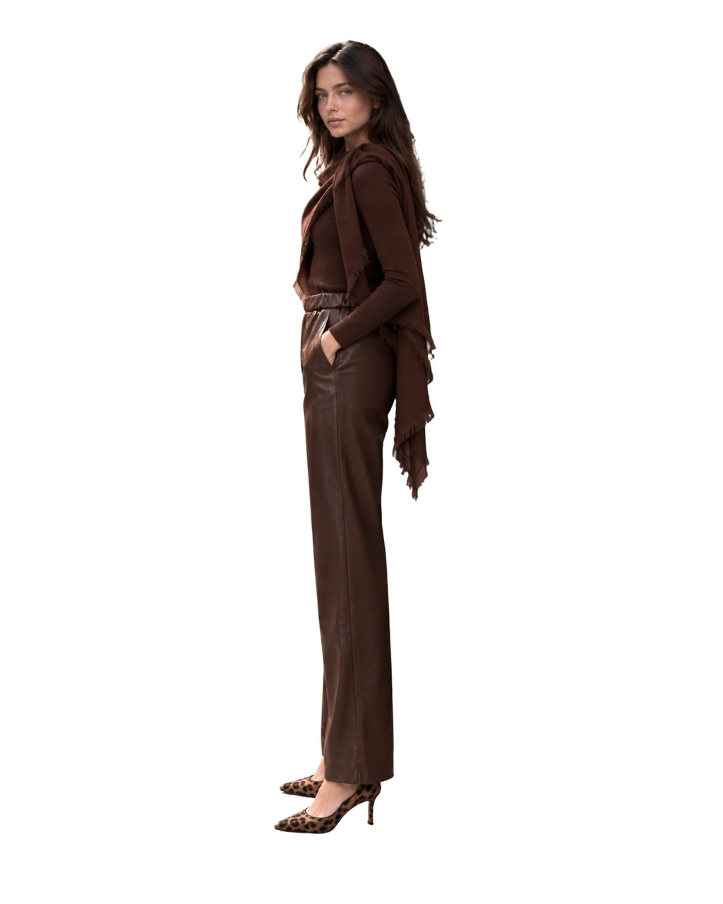 The Rafa Brown Two Piece Scarf Sweater Top