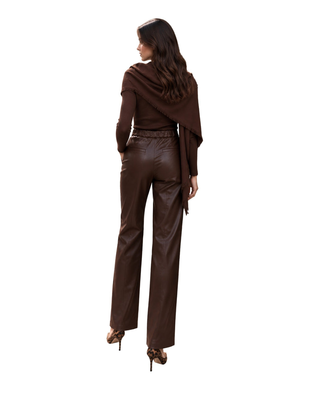 The Rafa Brown Two Piece Scarf Sweater Top