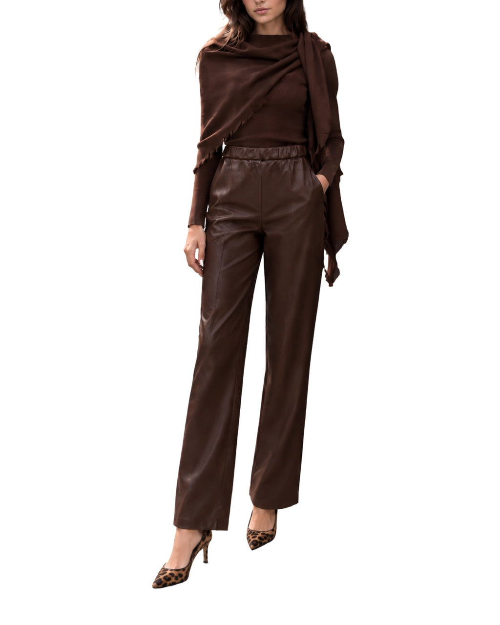 The Rafa Brown Two Piece Scarf Sweater Top