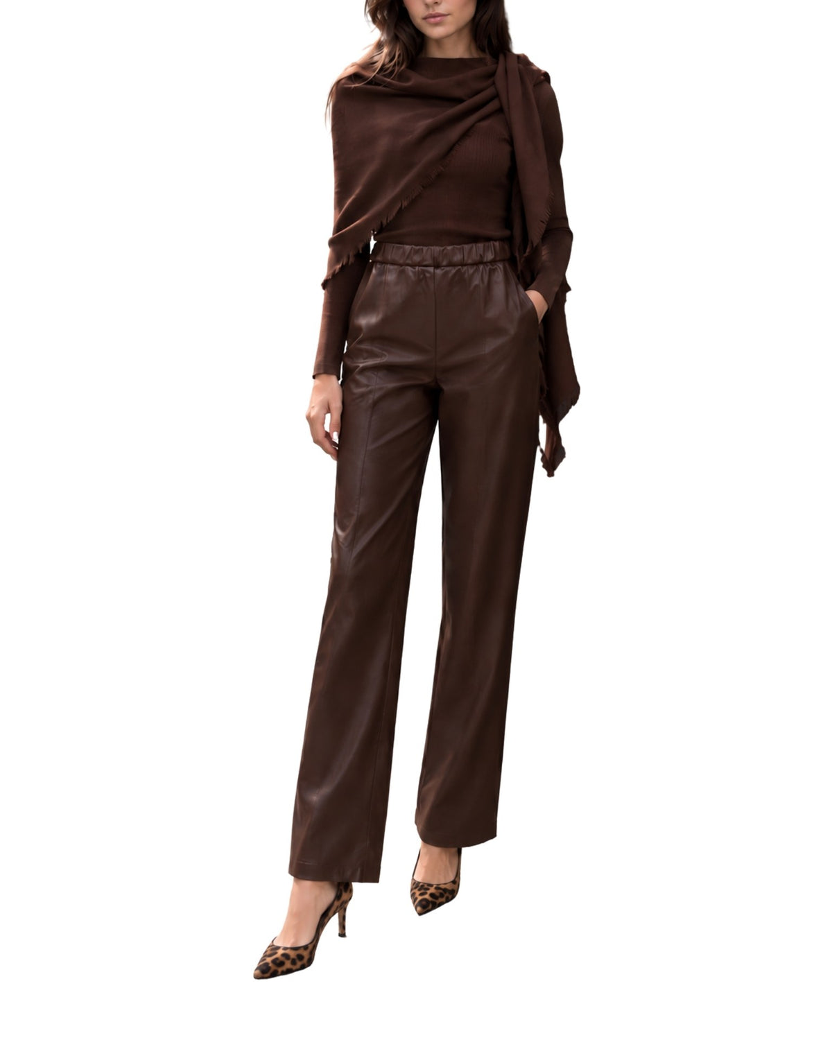 The Rafa Brown Two Piece Scarf Sweater Top