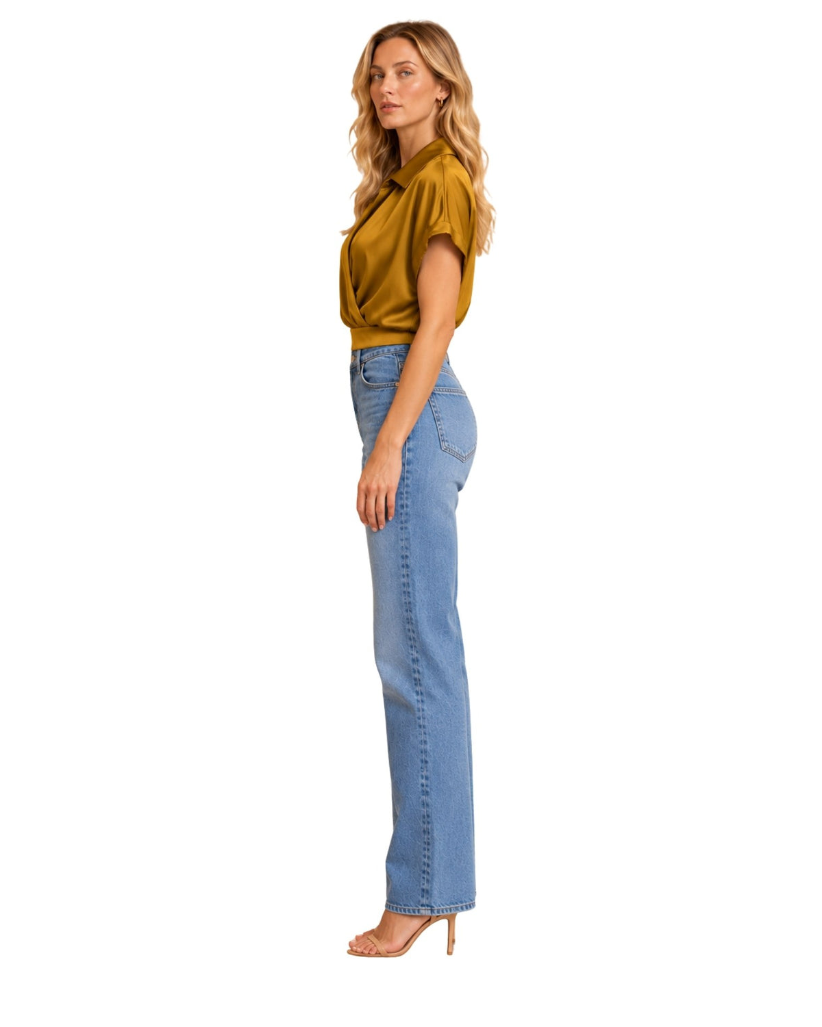 The Veronica Silky Top - Gold Brown