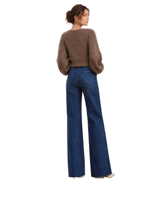 The Tori Open-Front Cardigan - Taupe – back view on model