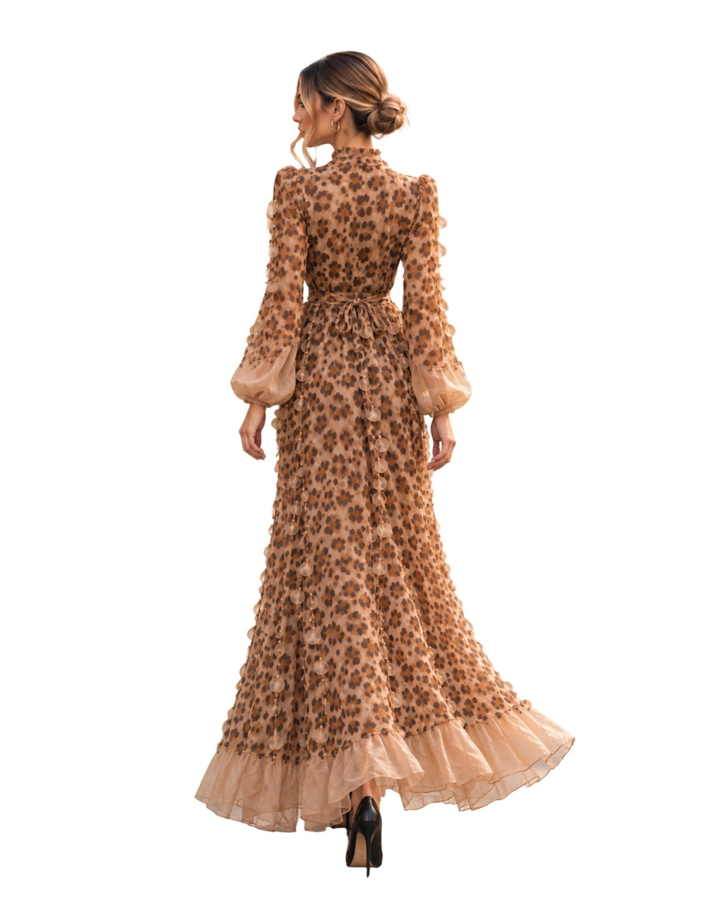 The Leopard Print Ruffle Midi Dress
