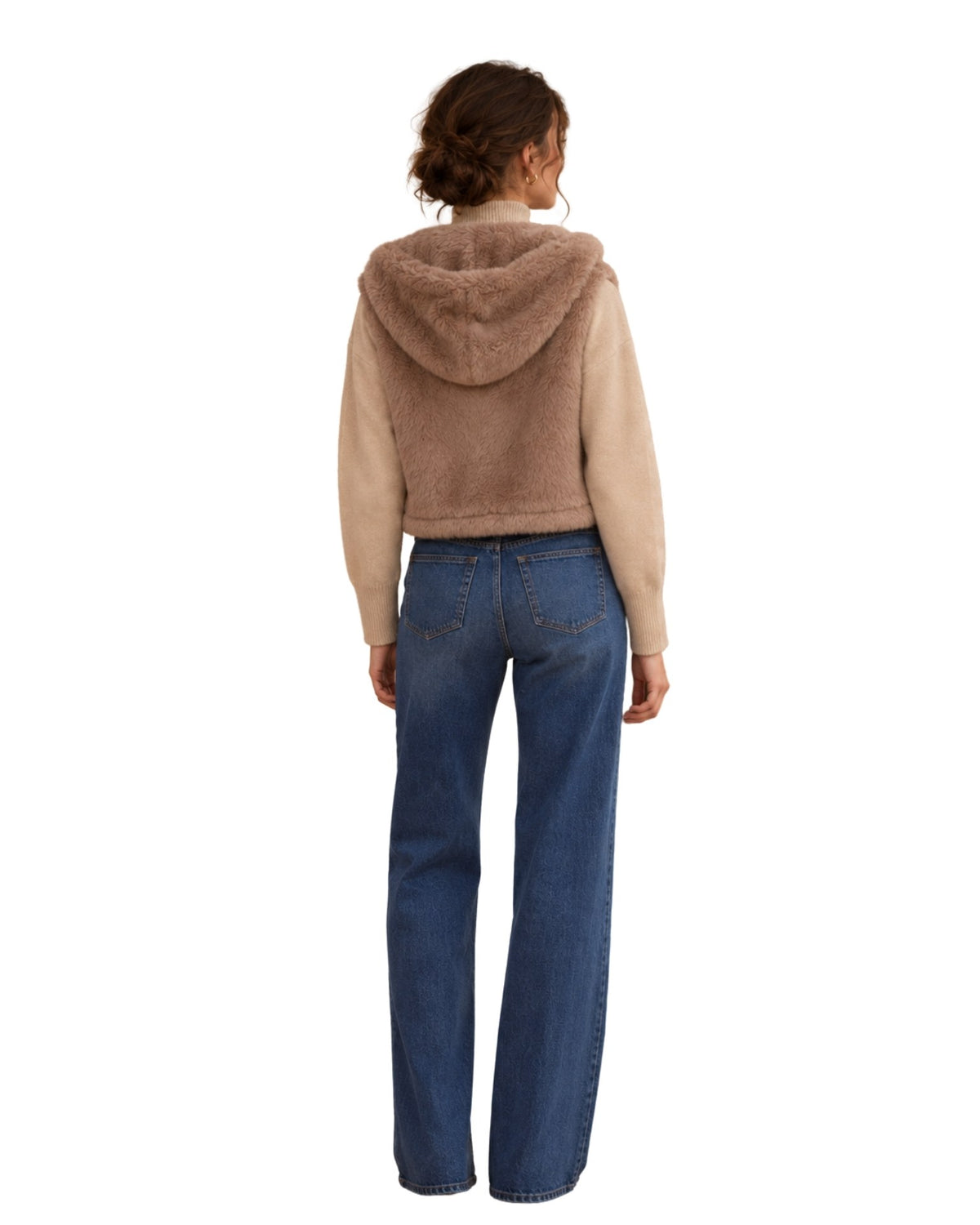 The Lara Faux Fur Hooded Vest - Sand