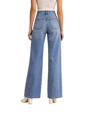 The Valentina Wide Leg Jeans – back view on model