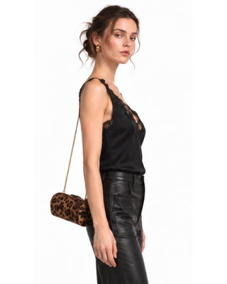 The Pricilla Lace Trimmed Satin Top - Black