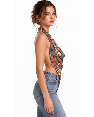 The Evelyn Sequin Paisley Silk Top - Multi