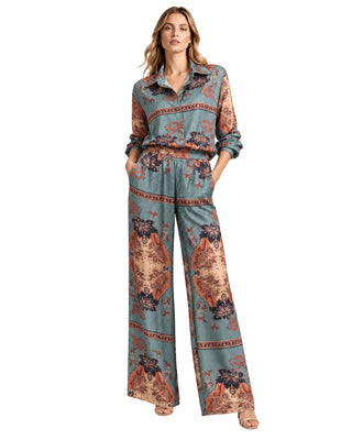 The Emmy Paisley Print Wide Leg Pants - Multi