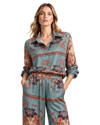 The Emmy Paisley Print Button Down Blouse - Multi