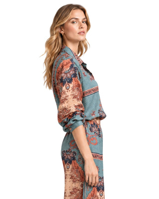 The Emmy Paisley Print Button Down Blouse - Multi