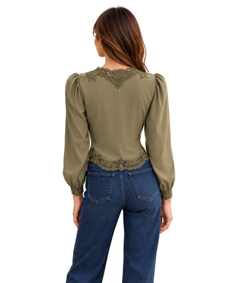 The Lucia Long Sleeved Lace Trim Blouse