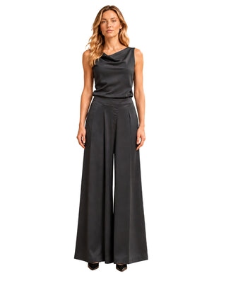 The Liana Cowl-Neck Top - Charcoal