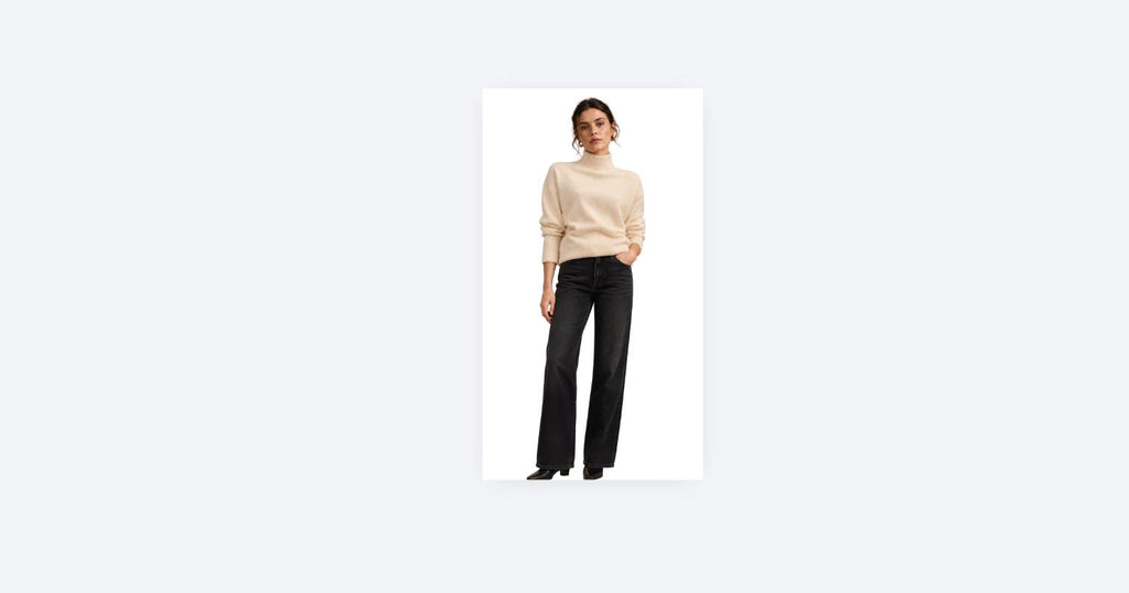 The Elina Mock Neck Knit Sweater - Cream