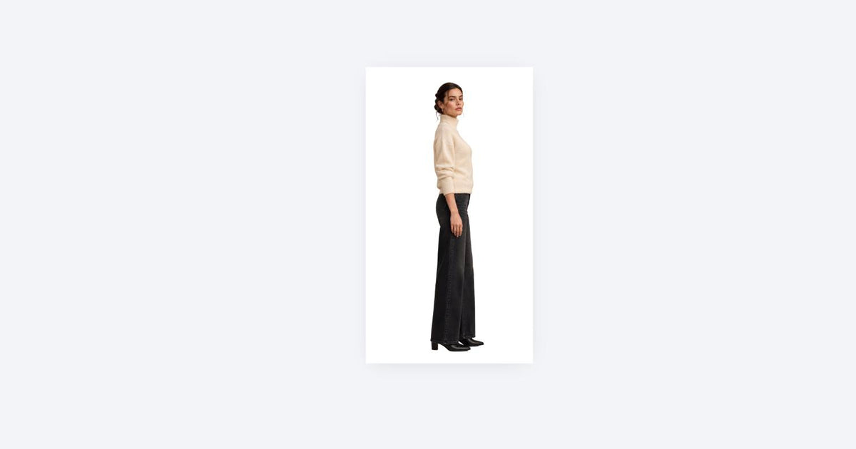The Elina Mock Neck Knit Sweater - Cream