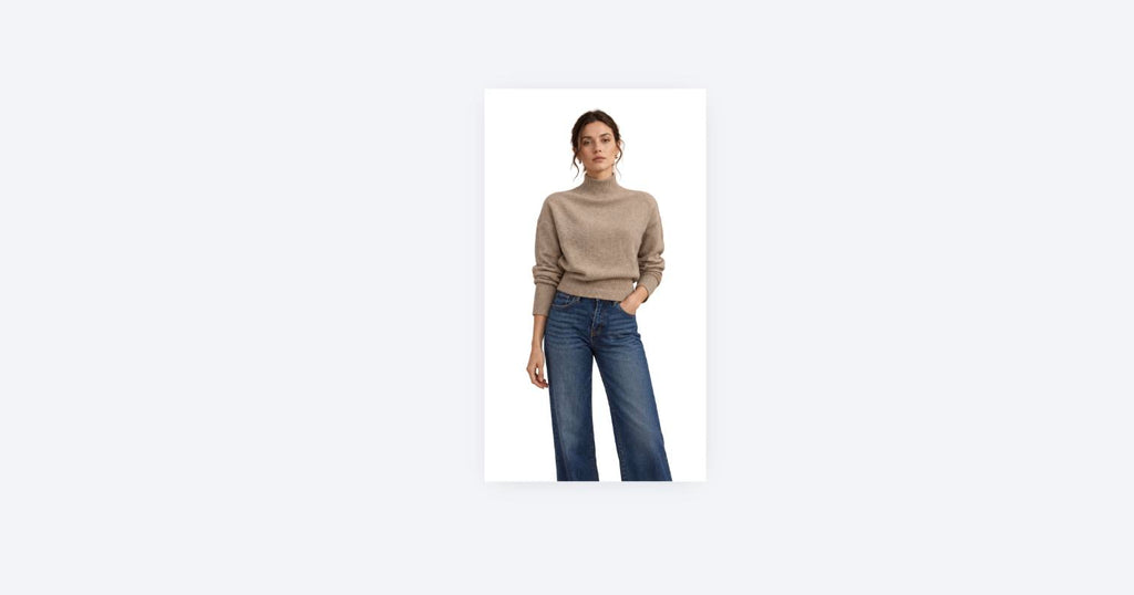 The Elina Mock Neck Knit Sweater - Light Mocha