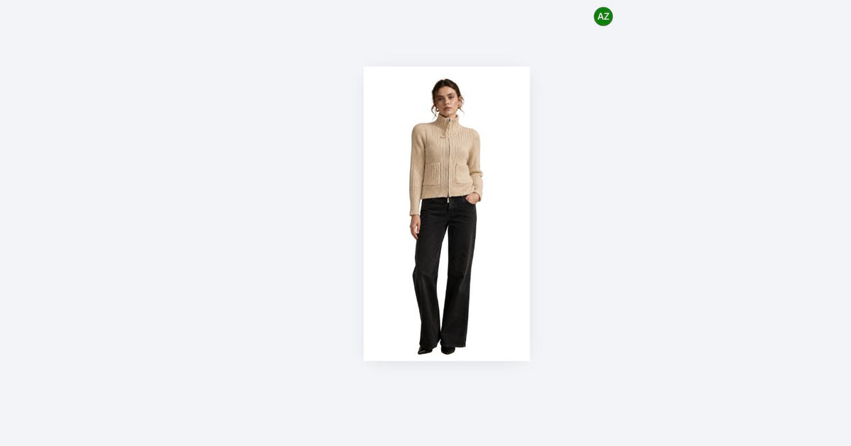 The Estella Zip-Up Ribbed Knit Cardigan - Ivory