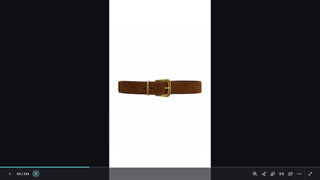 Harlow Wide Suede Belt in brown, flat view with a gold rectangular buckle