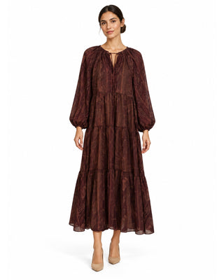 The Mirabel Burgundy Paisley Maxi Dress