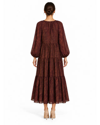 The Mirabel Burgundy Paisley Maxi Dress